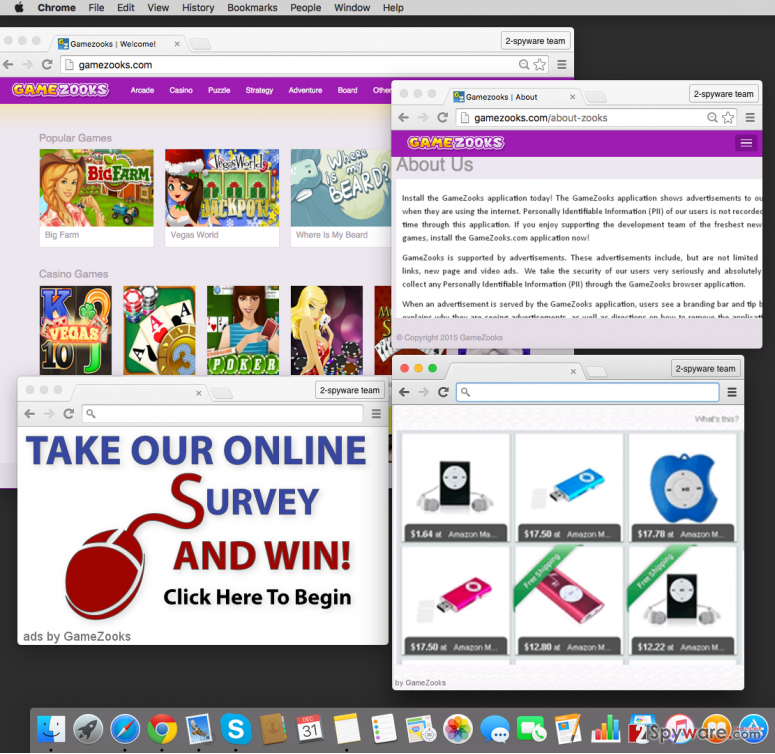 GameZooks adware screenshot - GameZooks ads, and the official website of the app