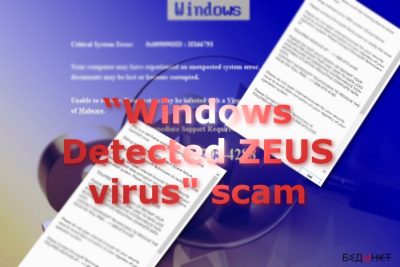 Изображение отображающие Windows Detected ZEUS сообщения